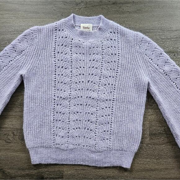 Aritzia Little Moon Purple Gardenia Pointelle Mohair Crewneck Sweater Size XXS - Picture 6 of 15